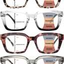 4 Pack Progressive Multifocus Reading Glasses for Women Oprah Style Blue Light Blocking Computer Readers