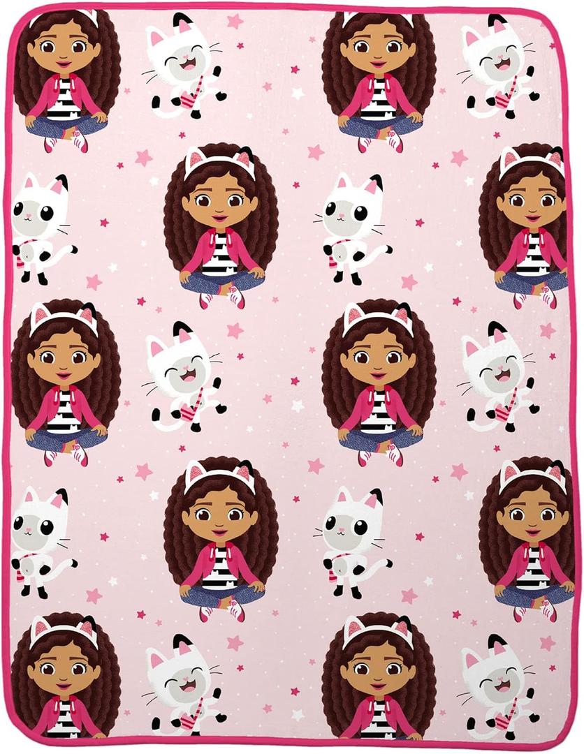 Gabby's Dollhouse Kids Bedding Super Soft Micro Raschel Throw, 46 in x 60 in, (Official DreamWorks Product) by Franco