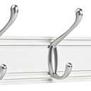 Coat Hooks Wall Mount, Wood Bamboo Wall Coat Rack with 6 Metal Hooks for Hanging Clothes, Towels, Keys, Bags(White&Brushed Nickel)