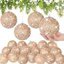 Glitter Christmas Ball Ornament Set Christmas Ball Bulk Xmas Sequin Foam Hanging Ornament Decorative Hanging for Tree Home Wedding Holiday Party Decor