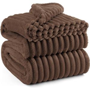 Bedsure GentleSoft Brown Fleece Blanket for Couch -Cozy Soft Blankets for Women, Cute Small Throws for Girls, 90x90 Inches