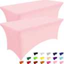 Smiry 2 Pack Spandex Table Cloth 5FT, Elastic Fitted Stretch Tablecloths for Rectangle Tables, Washable Table Cover for Outdoor, Valentines, Banquet & Parties (Pink, 60Lx30Wx30H Inch)