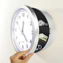 10 Inch Wall Clock with Hidden Safe, Battery Operated Quartz Plastic Vintage Decor Wall Clock Diversion Safe with Secret Storage for Kitchen Living Room Home Organization, Silver