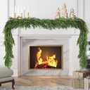 9FT Christmas Artificial Norfolk Pine Garlands for Mantle Fireplace, Real Touch Faux Greenery Pine Garland for Holiday Xmas Decorations