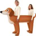 Couple Inflatable Dachshund Costume for Adult Halloween Blow Up Costumes 2 People Funny Dog Costumes for Men Women Cosplay