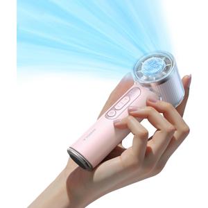 TORRAS COOLiFY iva Handheld Fan with Ice Cooler, [Chill by 50F] 0-100 Speed, Super Mini Powerful Portable Fan, 5000mAh Rechargeable Hand Held, Travel Essentials, Gifts for Dad Husband, Pink