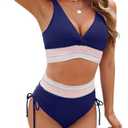 Edelqual Women High Waisted Bikini Sets Tummy Control Swimsuits Two Piece Bathing Swim Suits Summer Beach Swimwear S