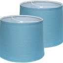 GIGIVOSHA Lamp Shades Set of 2 - Drum Lampshades 11.4" x 12.9" x 9.8" Inches, Fabric Medium Replacement Lampshades for Table Lamp, Floor Lamp, Assembly Required, Spider,Linen