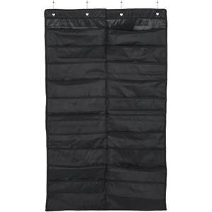 PATIKIL 20 Slots Pocket Chart for Classroom, 1PCS Hanging File Organizer Large Black Storage Pocket Charts with Wall Hook for File Folder Paper Office Wall Door Teacher, 71x120cm