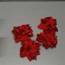 15 PCS Poinsettia Flower Artificial Poinsettia with Clips Christmas Decor Glitter Poinsettia Christmas Ornaments Christmas Tree Flower Decorations with Stems DIY Xmas Wreath Holiday Home Party Decor (Red + Red)