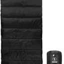 Flannel Sleeping Bag Cold Weather for Adults XL Camping Cotton Sleeping Bag 4 Season Big and Tall, Waterproof with Compression Sack (Black -Blue (6.6lbs))