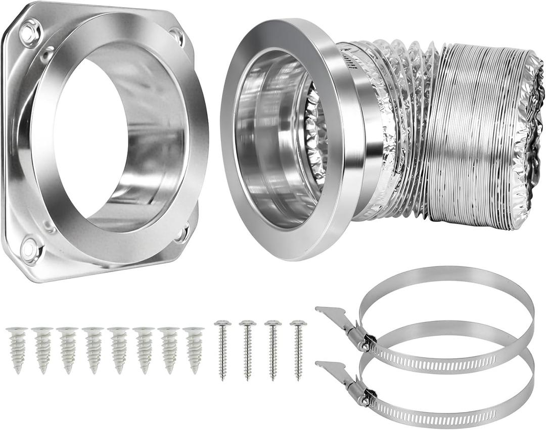 Magnetic Dryer Vent Coupling Connector Kit DV180 - Airtight Seal Quick Connect System with 4" Aluminum Duct Hose & Clamps for Easy Cleaning & Maintenance