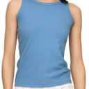Gap Womens Ribbed High Neck Tank (Blue, XXL)