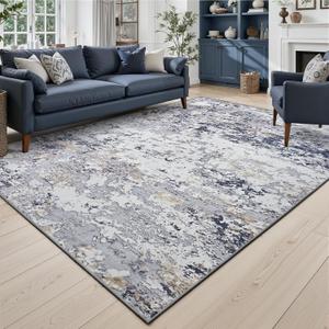 Toneed Abstract Area Rug Modern Washable Rug Soft Non Slip Rug Low Pile for Bedroom Living Room Dining Room Blue Feet, 

Size: 10x3FT