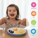 Elk and Friends Kids 6.7 Porcelain Divided Plates with Silicone Sleeves | Suitable for Babies/Kids/Toddlers | Microwave & Dishwasher Safe | Non Slip | Snack Dishes