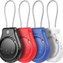 Inesore IPX8 Waterproof AirTag Keychain Holder,Ultra Durable Anti-Lost Lock Case with Wire Cable Compatible with Air Tags, (A-black+blue+red+white)