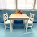 PETIT BATEAU Solid Wood Kids Table and 2 Chairs Set,Montessori Modern AMMEHOELA Irish Designer for 2-8 Years Toddler,SereneWhite Gift, 1 Table with 2 Chairs