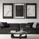 Large 3D Textured Framed Black and White Abstract Wall Art, 3 Piece Modern Wall Paintings Artwork for Walls, Minimalist Black White Geometric Pictures for Living Room, Hallway, Dining Room Wall Decor, 20"W x 30"H x 3Pcs