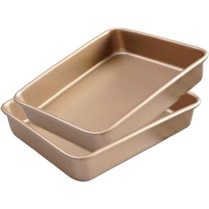 2 Pack Baking Sheet Pans, Deep Size Baking Pan Nonstick Cookie Sheet Brownie Cake Pan Bread Pan Toaster Oven Tray Bakeware, 8.6 x 6.6 x 1.7 Inches