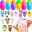 JOYIN 12pcs Prefilled Easter Eggs with Toys, Plastic Eggs with Finger Puppets, Basket Stuffers for Toddlers & Babies, Easter Theme Party Favors