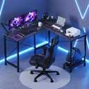 Sweetcrispy L Shaped Desk Computer Gaming Corner Table 51 Inch Home Office Writing Student Work PC Workstation with Side Storage Bag CPU Stand for Bedroom Small Spaces, 50 Inch