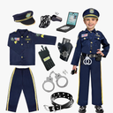 Police Officer Costume for Kids - Boys & Girls, Cop Uniform for Role Play, Gift, Halloween & Career Day, S