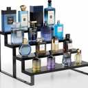 Wood Cologne Organizer for Men,12 Inch 4 Tier Cologne Stand Waterproof Perfume Organizer for Dresser with Anti-Slip Washers,Wooden Display Risers Stand for Party,Makeup,Figures,Cupcake,Perfume,Dessert