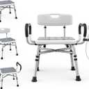 Heavy Duty Shower Chair for Inside Shower and Tub with Reinforced X-Bar, Padded Arms and Backrest, Height Adjustable, Ideal Shower Chair for Elderly and Disabled