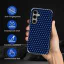 Case for Samsung Galaxy S25, Hybrid Heavy Duty 2 in 1 Full Body Rugged Shockproof Protection Glossy Case for Samsung Galaxy S25 Polka Dot Aesthetics Navy Blue