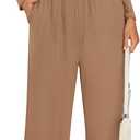 BTFBM Jumpsuits For Women Dressy Long Sleeve Wide Pants Rompers Mock Neck Ruched 2025 Casual Spring One Piece Jumpsuit (Large, Solid Khaki)