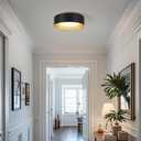 Modern Flush Mount Ceiling Lights,Minimalist 12.5IN Round Close to Ceiling Light Fixture,Black and Gold Metal Ceiling Lighting Lamp for Entryway,Hallway,Kitchen,Bedroom