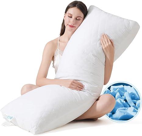 DOWNSTORIA Memory Foam Body Pillow, Fluffy Full Body Pillows for Adults, Quilted Large Long Bed Pillow Insert for Sleeping, Firm & Supportive (20x54 inch, White)