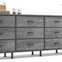 Huuger 70 Inch Dresser for Bedroom, TV Stand for 65, 75, 80 Inch TV, 12 Fabric Drawer Long Dresser, Large Storage Organizer Unit, Wide Chest of Drawer with Storage, for Living Room, Grey