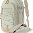 BAGSMART Carry On Travel Backpack, 17 Inch Large Travel backpack Carry On Flight Approved, Anti-theft Personal Item Backpack Travel Bag With Shoe Bag, 30L Water Resistant Casual Daypack, Beige