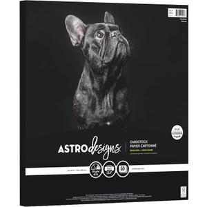 Astrodesigns Crafting Cardstock, 12" x 12", 65 lb/176 gsm, Very Black, 60 Sheets (91523)