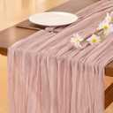 Socomi 6pcs Pink Cheesecloth Table Runner Summer Boho Rustic Gauze Dusty Pink Farmhouse 120 inch 10FT Cheese Cloth Sheer Runner for Wedding Party Baby Shower Birthday Home Decor