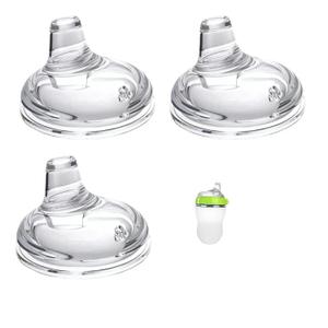 Sippy Spout Nipples for Comotomo Baby Bottles, Transition Straw Sippy Cup 100% Food Grade Silicone Soft Nipple, 6m+, Pack of 3