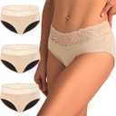 Battewa Leak Proof Underwear for Women Full Cover Incontinence Underwear Pee Proof Adult Briefs Washable Overnight 100ML (Large, Beige3)