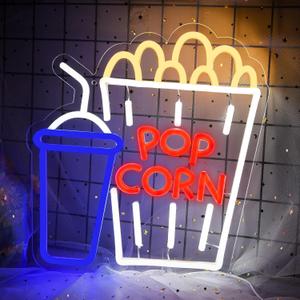 attneon Popcorn Neon Sign for Wall Decor,Business Cinema LED Light,Snacks Sign,Popcorn Neon light for Film Room,Bar,Home Theater Decor,Party Decoration,USB Interefece,Size16.1* .9inch(JTLD080)
