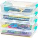 IRIS USA 6 Qt. Plastic Storage Bins Containers with Lids, 4 Pack, Sensory Bin, Craft Storage, Craft Organizers and Storage, Organizing Container for Home, Office and Art Supplies, Stackable, Clear