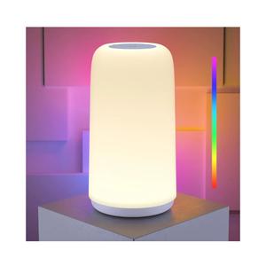 ROOTRO Touch Bedside Table Lamp, [Sleek Design & RGB Mode] 3 Way Dimmable Small Lamp for Bedroom, LED Lamp with Warm White Lights, Multi-Color Smart Nightstand Lamp for for Living Room Home Gifts
