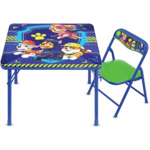 Paw Patrol Table & Chair Set for Toddlers 24-48M, Includes 1 Table & 1 Chair - Sturdy Metal Construction, Table: 20" L x 20" W x 16.4" H, Chair: 12" L x 11.6" W x 17.7" H - Weight Limit: 70 lbs