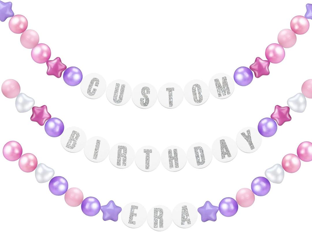 Simgoing 103 Pcs Giant Friendship Bracelet Garland DIY Birthday Jumbo Friendship Bracelet Banner Kit Famous Singer Customizable Party Wedding Decor(Blue)