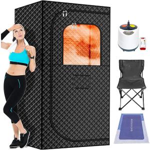 MIXC Portable Steam Sauna Box, Portable Sauna for Home, Person Sauna Tent Sauna Box at Home Spa with 2.6L & 1500W±10%, Remote Control, Folding Chair, Home Sauna for Gym,Pilates,Garage,Hot Tub
