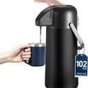 Coffee Carafe for Keeping Hot - Gezoss 102OZ / 3L Airpot Coffee Dispenser with Pump - Large Coffee Carafe for Hot Drinks Tea Liquid - Insulated Stainless Steel Hot Water Beverage for Parties,Black
