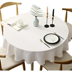 Heavy Weight Round Tablecloth, Decorative Solid Color Table Cover, Cotton Linen Table Cloth for Kitchen Dining Home Tabletop Decoration, Cream, Round - 62"