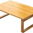 Portable Rectangle Foldable Coffee Table Japanese Tea Table, Bamboo Low Table for Sitting on The Floor, Dining Table, Tatami Table for Living Room Bedroom Meditation (Size:27.6*19.7*12.2in)