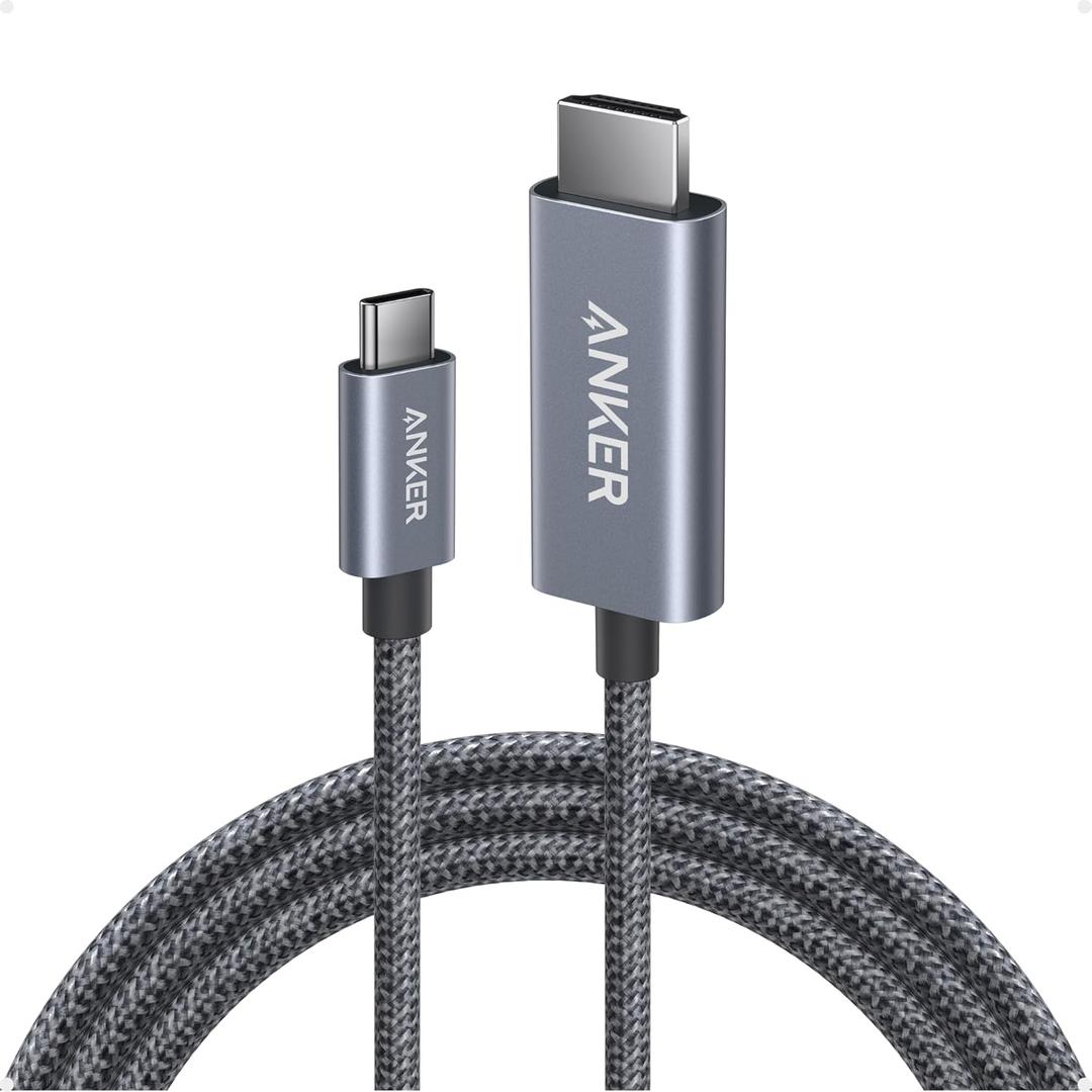 Anker HDMI Cable, 4K@60Hz Ultra-Fast Nylon-Braided USB C to HDMI Cord with Advanced Shielding, Thunderbolt 5/4/3, for MacBook, iPad, iPhone, HD TV, and More (6FT,Black)