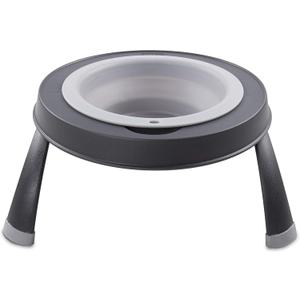 Dexas Pets Single Elevated Pet Feeder/Pet Bowl, Large/ 4 Cup Capacity, Light Gray