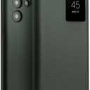 fake action Genuine Leather Smart Case for Samsung Galaxy S22 Ultra Light Phone Cover with Smart View Case for S22 Ultra(Only for S22 Ultra Green)